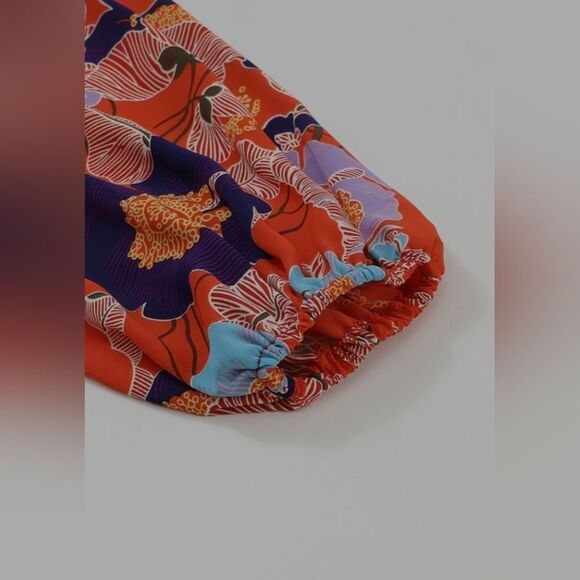 BUCKETLIST Red Floral Ruffle Blouse Size M - Picture 5 of 10